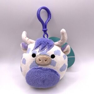 Squishmallows Conway the Cow‎ Spotted Purple Clip On Charm New with Tags